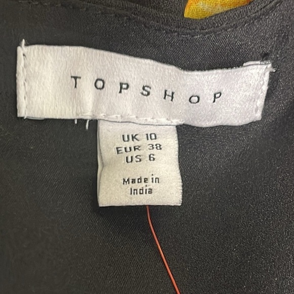 Topshop Women’s Black/Yellow Floral Wrap Mini Ruffle Dress Size 10 NWT - Picture 8 of 10